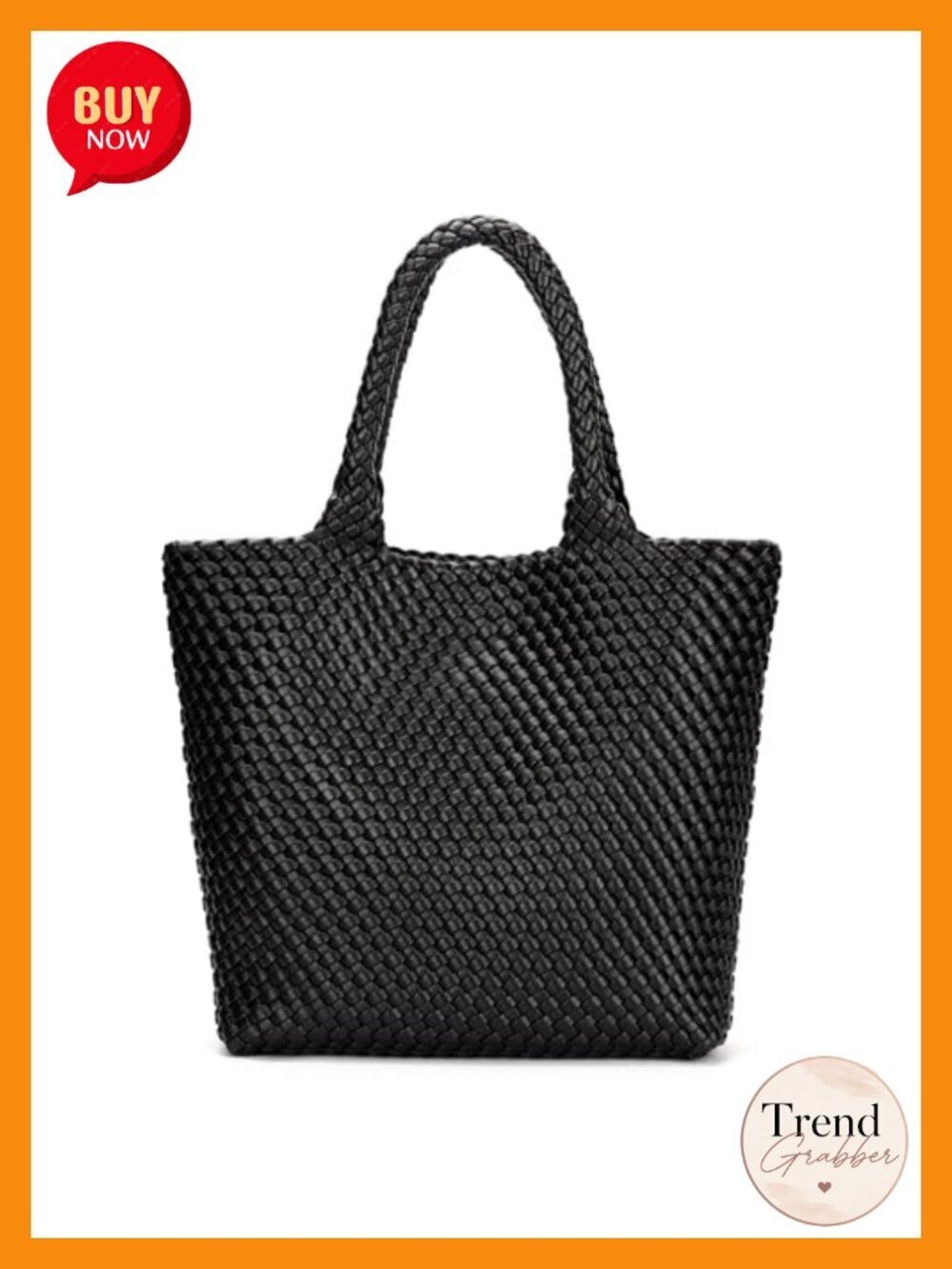 Handwoven Vegan Leather Tote Bag with Detachable Clutch for Work Travel Beach